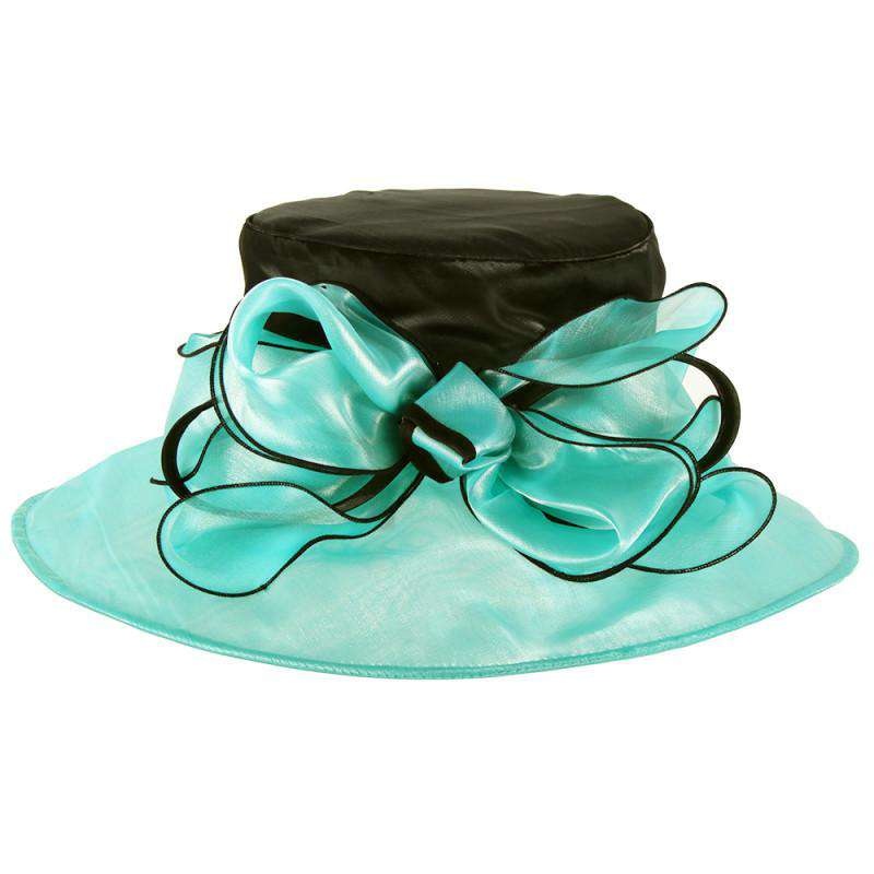 Shimmer Bow Organza Hat Aqua