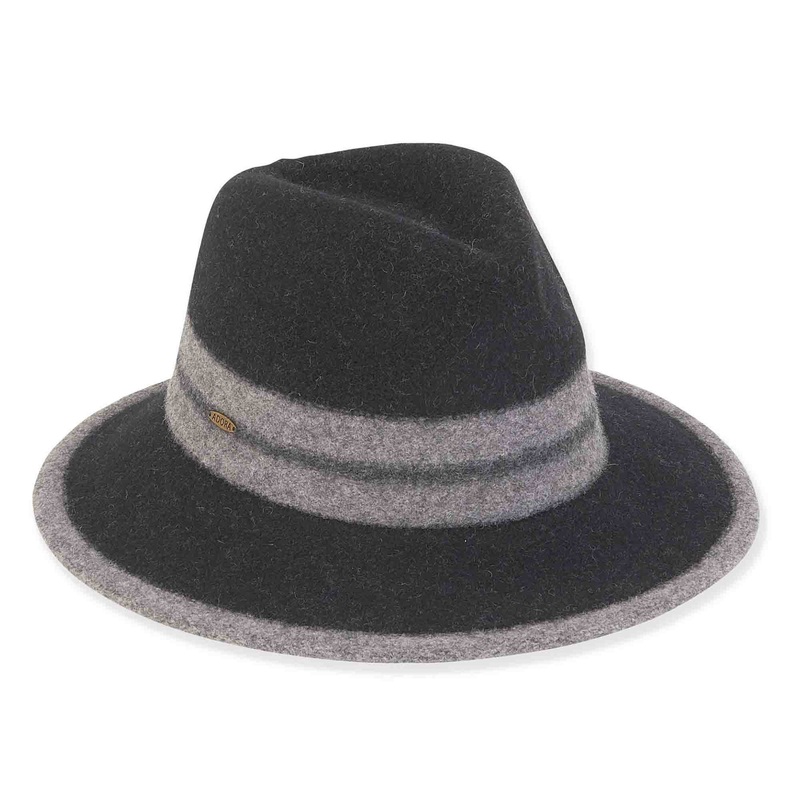 Soft Wool Two Tone Safari Hat – Adora Hats Black M/L (58 cm)