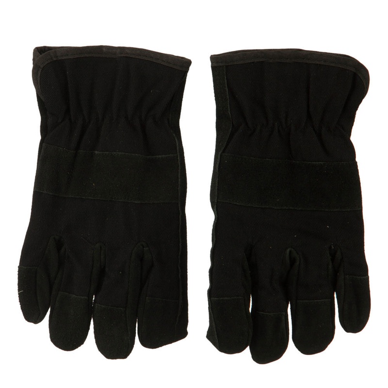 Suede Twill Rugged Work Glove Black L
