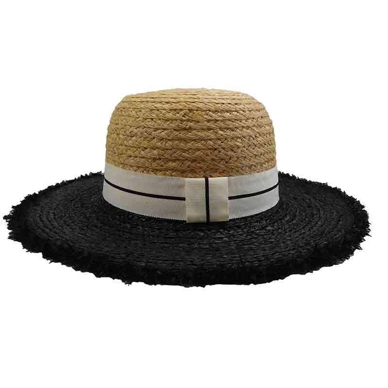 Two Tone Raffia Floppy Hat by Sun Styles Natural Black
