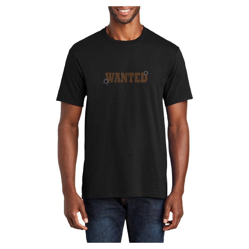 Wanted Gunshots Graphic Men’s Fan Favorite Crew Neck Tee Shirt Jet Black S