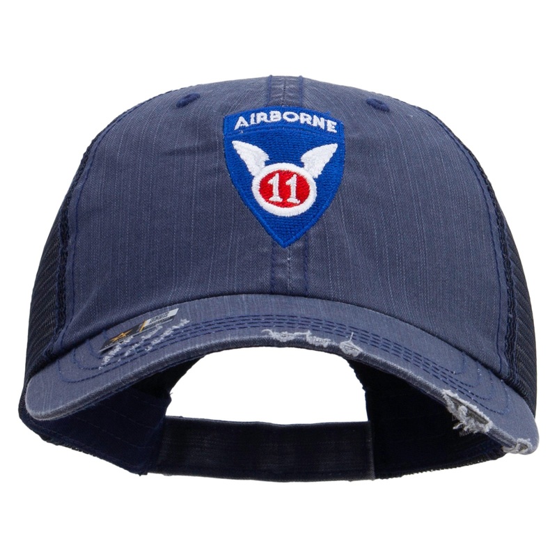 11th Airborne Division Embroidered Low Profile Special Cotton Mesh Cap Navy One Size