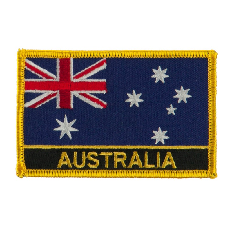 Asia and Australia Flag Name Embroidered Patch Australia One Size