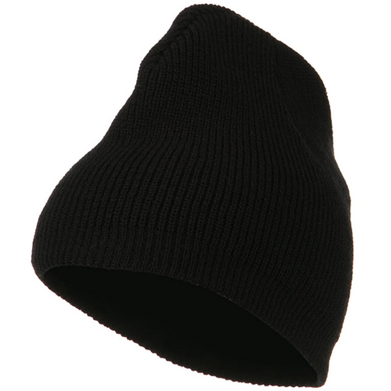 Big Size Rib Beanie with Bottom Band Black XL