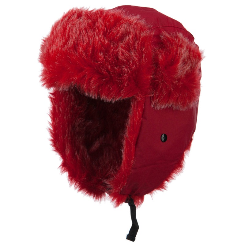 Bright Nylon Faux Fur Trooper Hat Hot Pink One Size