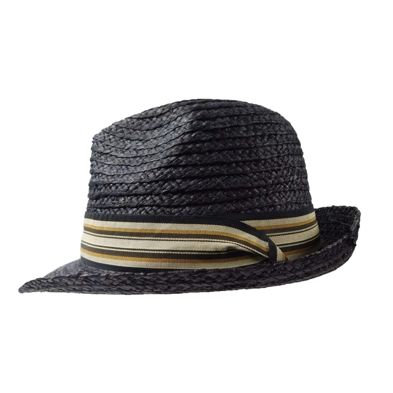 Crushable Raffia Fedora Hat Black M
