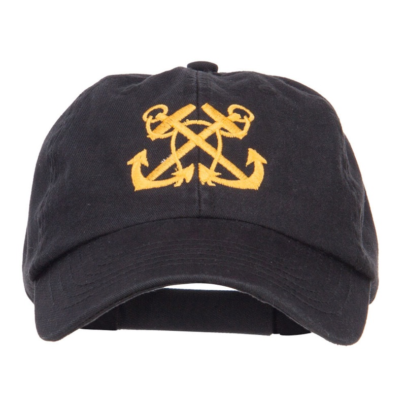 Double Anchor Embroidered Low Cap Black One Size
