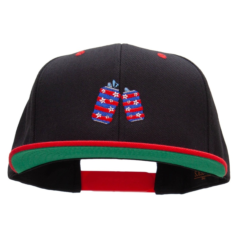 Flag Pattern Soda Embroidered Wool Blend 2 Tone Classic Snapback Black Red One Size