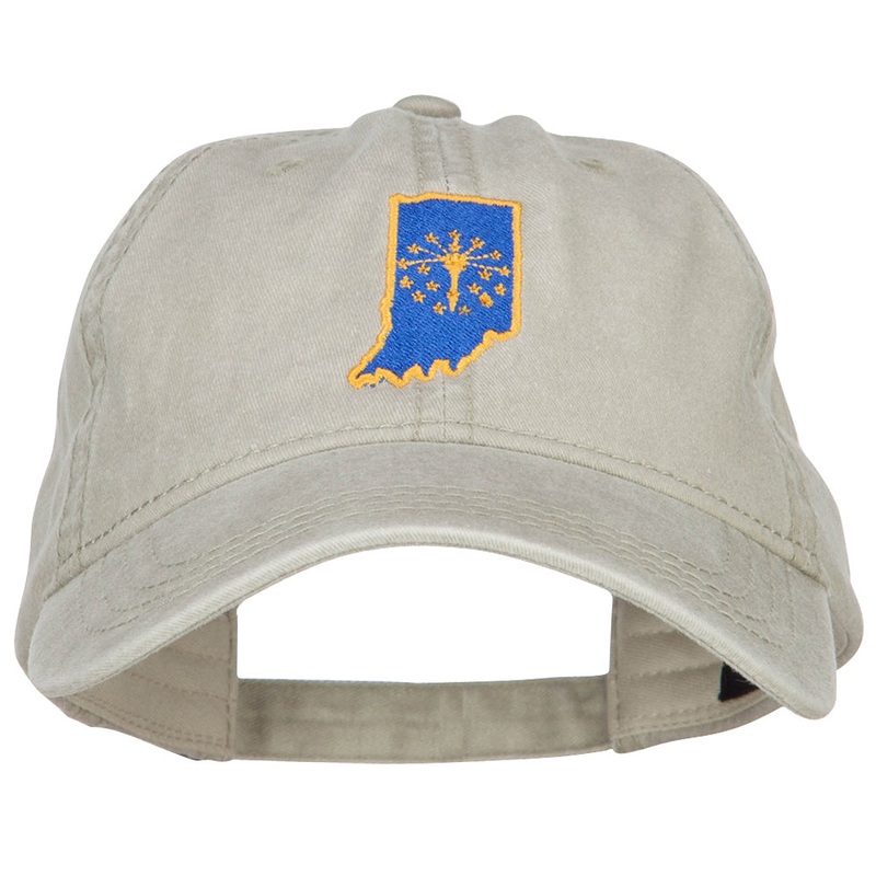 Indiana State Flag Map Embroidered Washed Cap Stone One Size