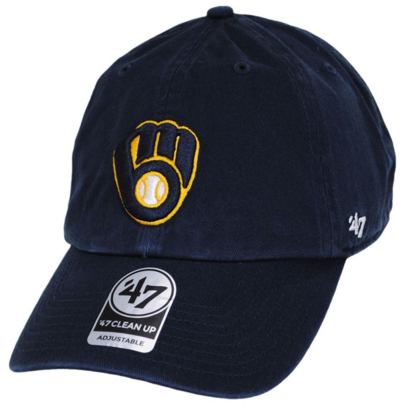 Milwaukee Brewers MLB Clean Up Strapback Baseball Cap Dad Hat NAVY ADJUSTABLE