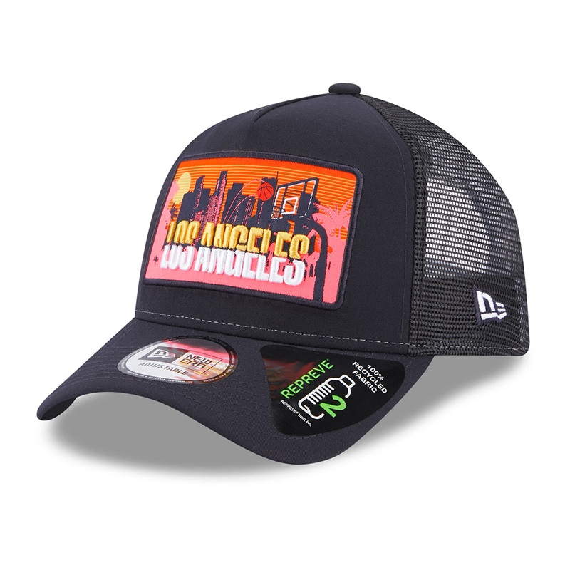 New Era Los Angeles A-Frame Trucker Cap – License Plate – Navy Blue Adjustable