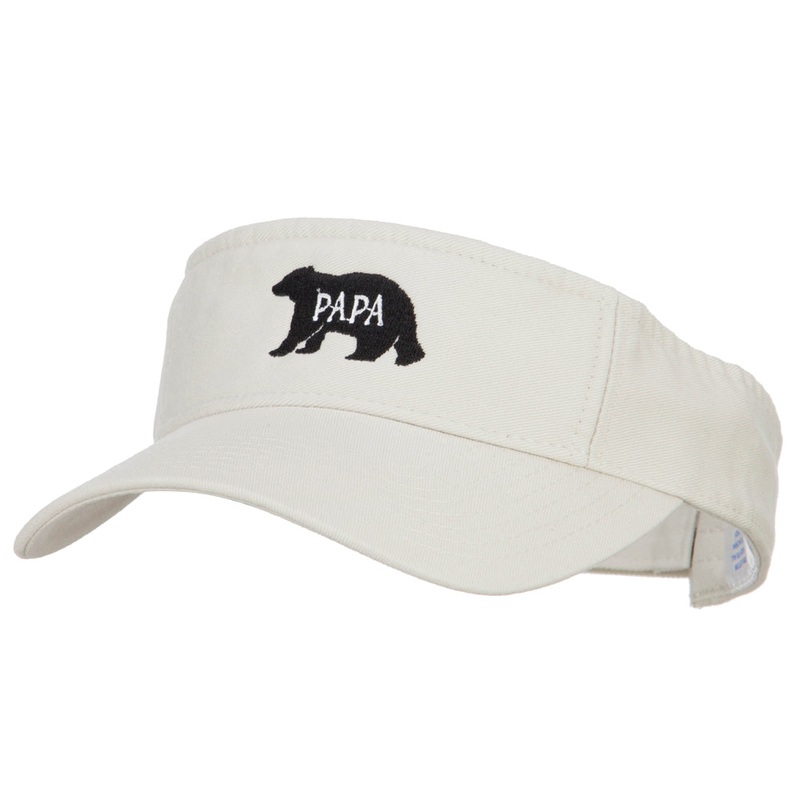 Papa Bear Embroidered Pro Style Cotton Washed Visor Stone One Size