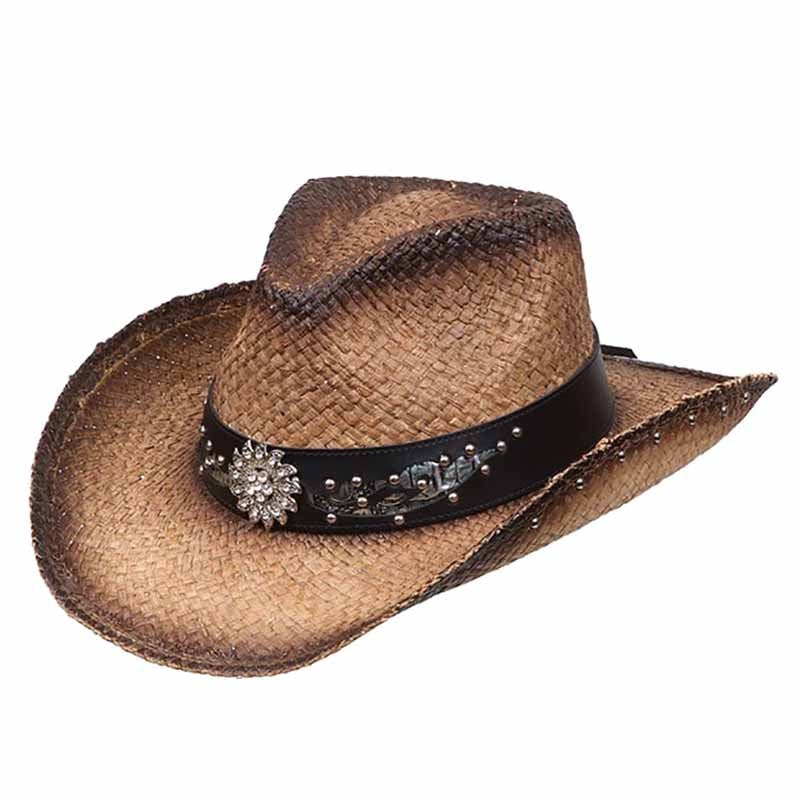 Rhinestone Flower Concho Cowboy Hat for Small Heads – Karen Keith Hats Tan Small (55 cm)