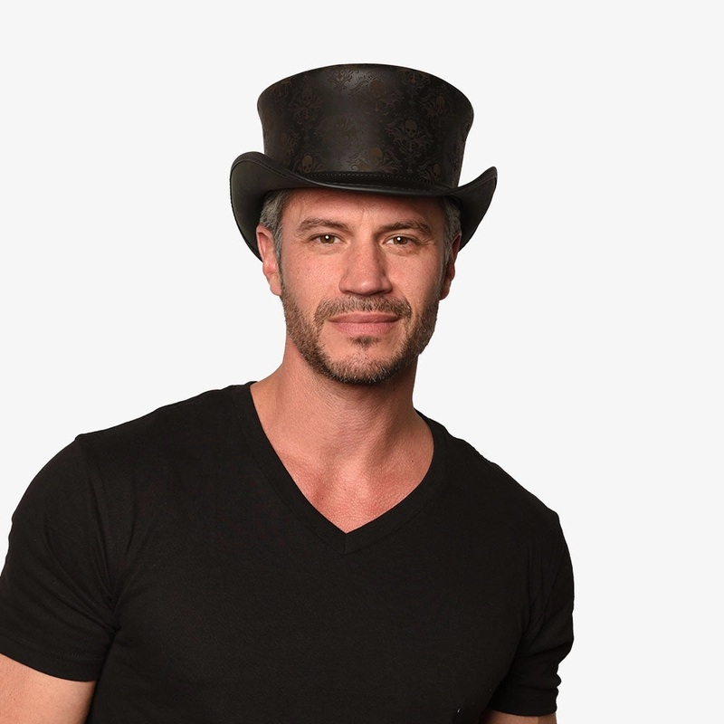 Royal Skull | Mens Leather Top Hat Black MD