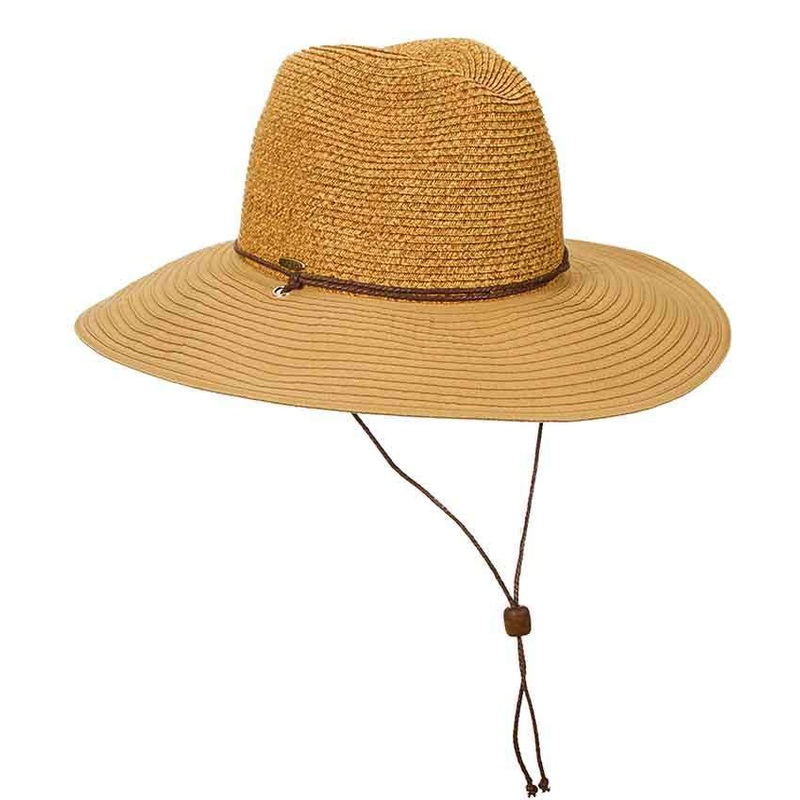Sewn Ribbon Brim Safari Hat with Chin Cord – Scala Hats Khaki
