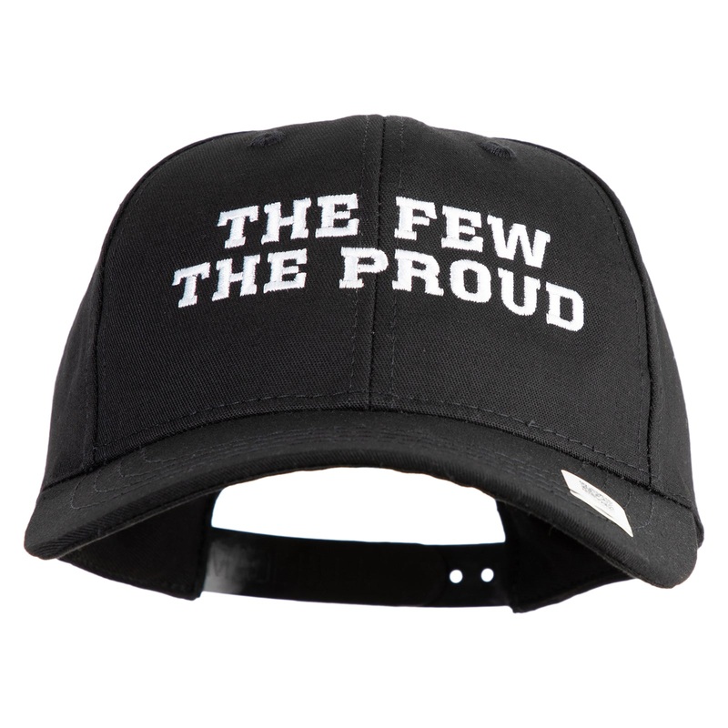 The Few The Proud Embroidered 6 Panel Structured Cotton Twill Cap Made in USA Black One Size