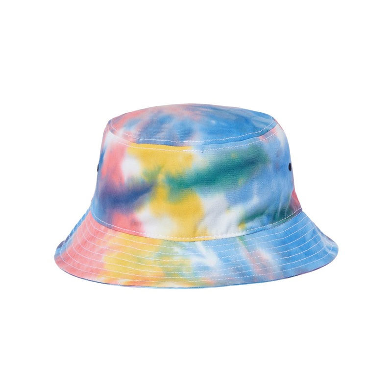 The Game GB493 The Newport Tie-Dyed Bucket Hat Black Rainbow
