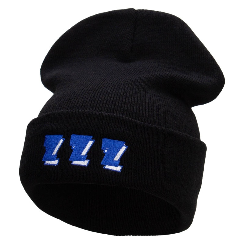 ZZZ Embroidered 12 Inch Long Knitted Beanie Black One Size