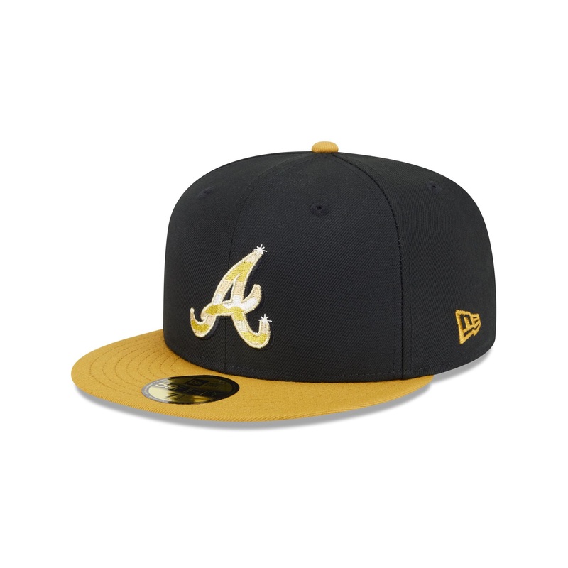 Atlanta Braves Metallic Gold Logo 59FIFTY Fitted Hat 7