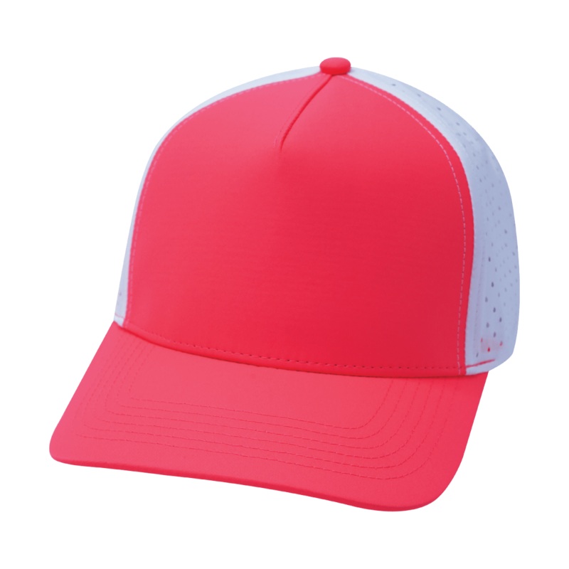 Blank – 5 Panel – Structured – Neon Peach / White (Unisex) – Laser Mesh