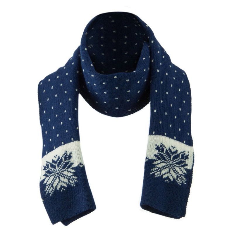 Large Snowflake Designed Scarf Blue One Size