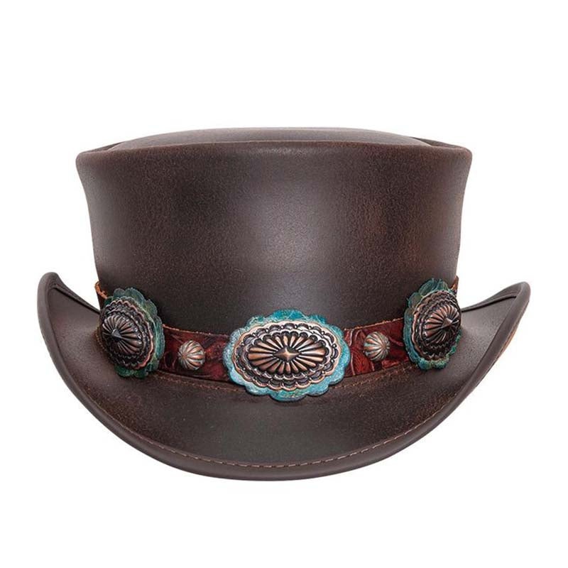 Marlow Leather Top with Bronze Concho, Brown – Steampunk Hatter Brown Small