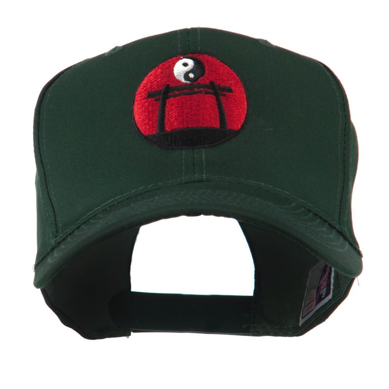 Martial Arts Logo Yin and Yang Embroidered Cap Green One Size