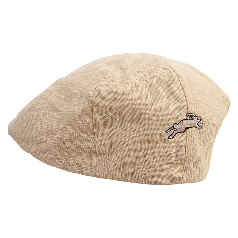 Running Rabbit Icon Embroidered Big Size Men’s Linen Ivy Cap Khaki XL-2XL