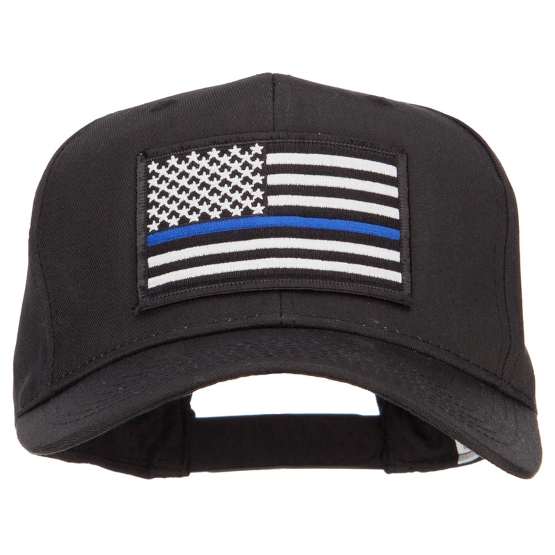Thin Blue Line USA Flag Patched Twill Cap Black One Size