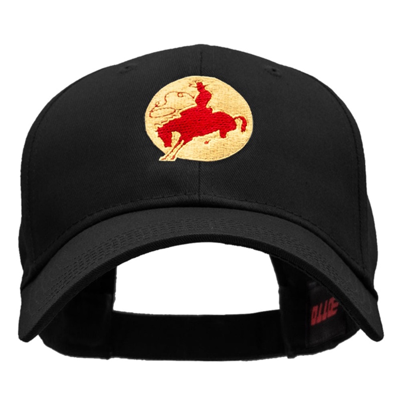 Western Rodeo Cowboy Embroidered Cotton Twill Cap Black One Size