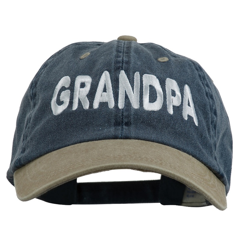 Wording of Grandpa Embroidered Washed Two Tone Cap Navy Khaki One Size