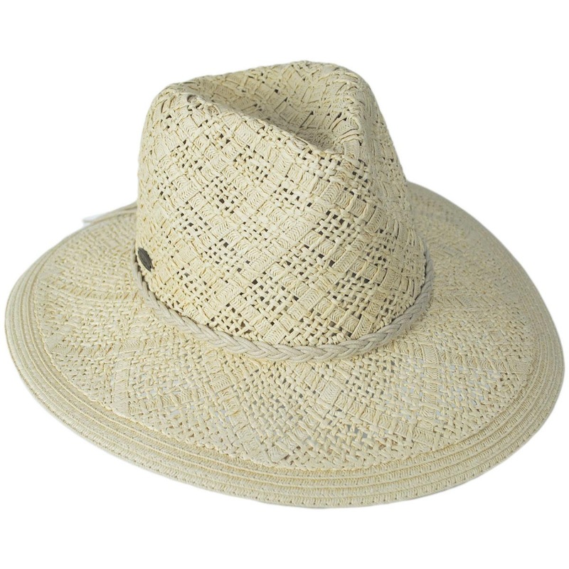 Bondi Toyo Straw Safari Fedora Hat NATURAL ONE SIZE FITS MOST
