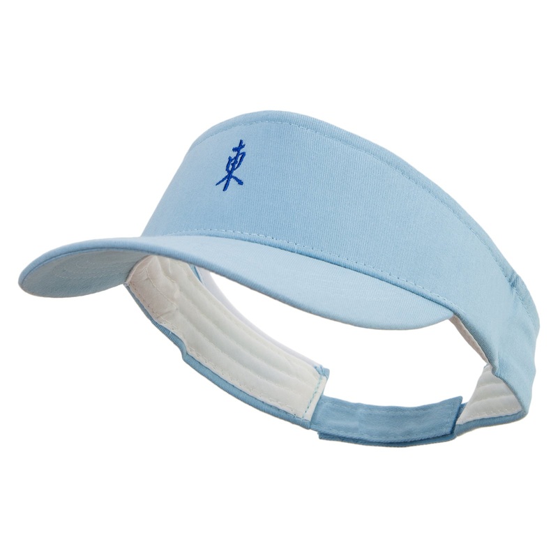 Chinese East Typography Logo Embroidered Brushed Cotton Sun Visor Lt Blue One Size