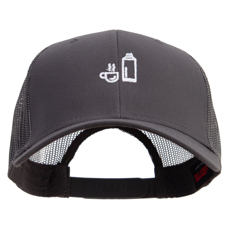 Cute Rest Icon Embroidered Solid Cotton Twill Low Profile Nylon Mesh Back Cap Charcoal One Size