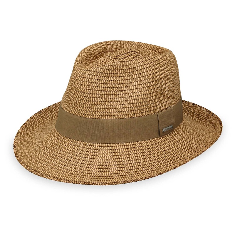 Emery Frayed Brim Fedora Hat with Golf Marker – Carkella by Wallaroo Hats Natural M/L (58 cm)
