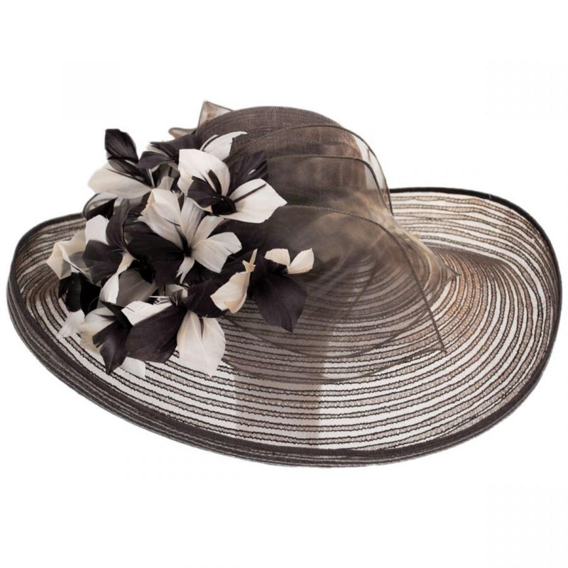 Flor Dela Mar Sinamay Straw Wide Brim Boater Hat CHOCOLATE ONE SIZE FITS MOST