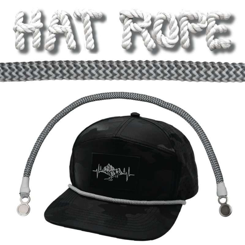 Hat Rope – Charcoal / White – Waves