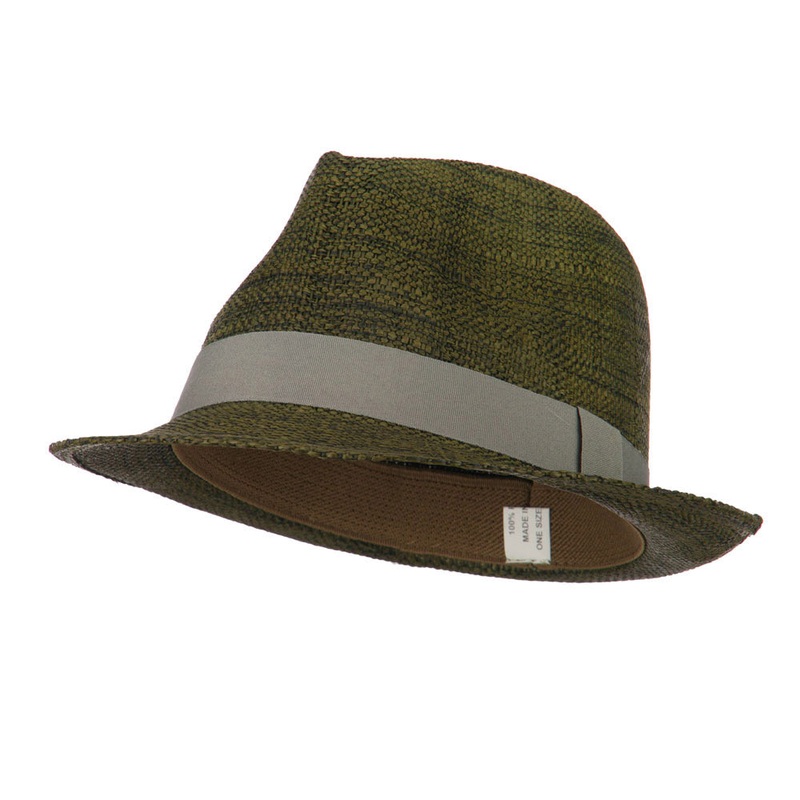 Men’s Large Brim Paper Woven Fedora Brown One Size