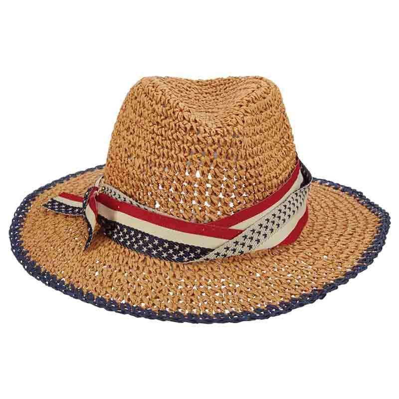 Nautical US Flag Band Fedora Hat – Cappelli Straworld Hats US Flag Medium (57 cm)