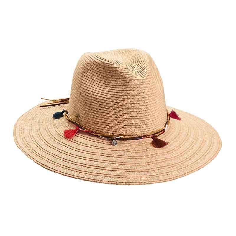 Safari Hat with Beads and Tassels by Cappelli Straworld Grapefruit Medium (57 cm)