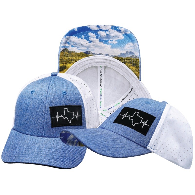 Texas Hat – Low Profile – Ponytail – Light Blue / White – Laser Mesh