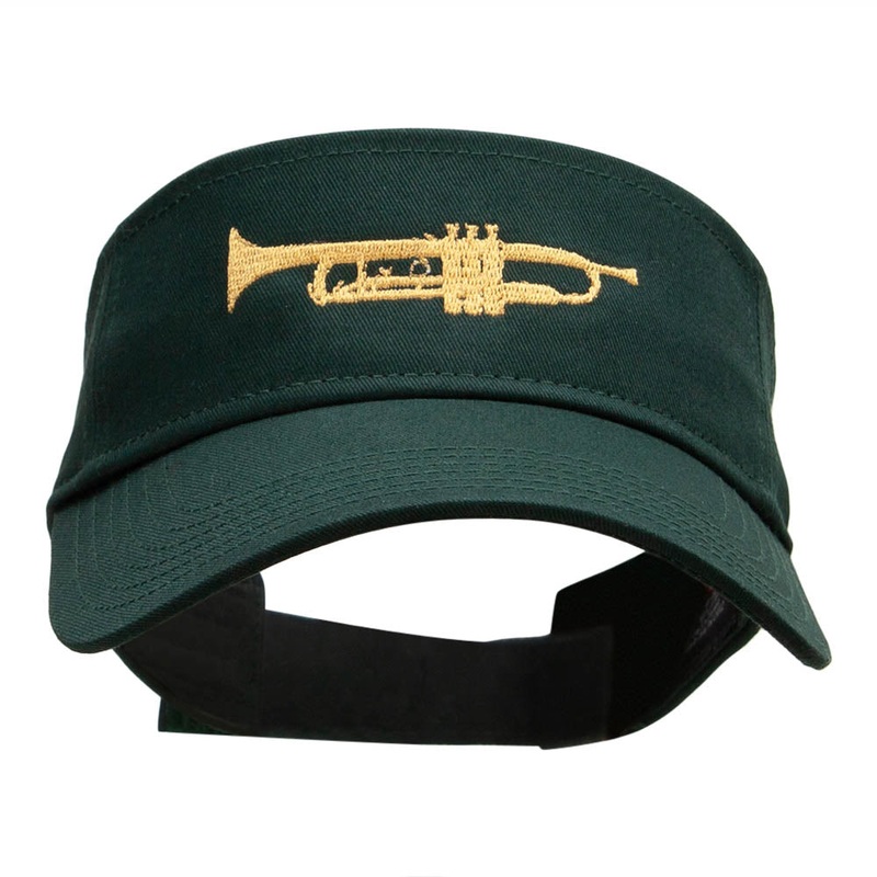 Trumpet Embroidered Cotton Twill Visor Dark Green One Size