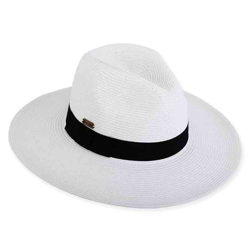 Wide Brim Straw Safari Hat with Black Band – Sun ‘N’ Sand Hats White Medium (57 cm)