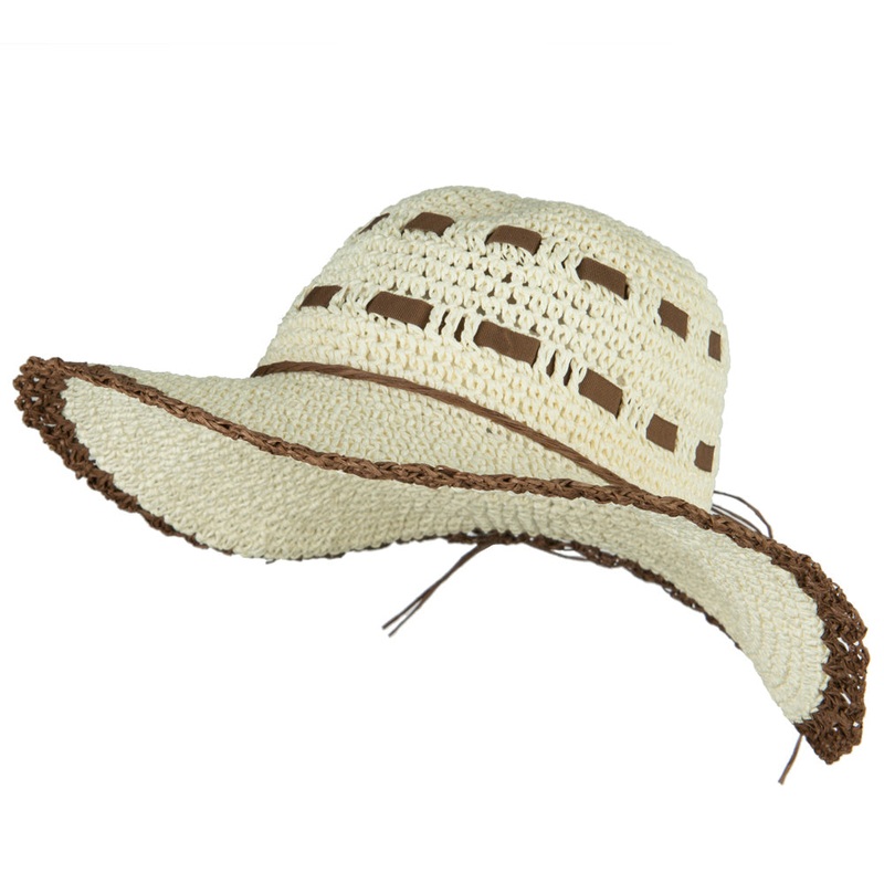 Women’s Toyo Braid Ribbon Woven Hat Cream One Size