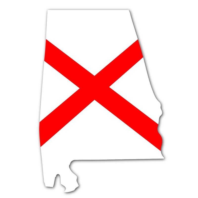 Alabama State Outline Heat Transfer Sticker Red One Size