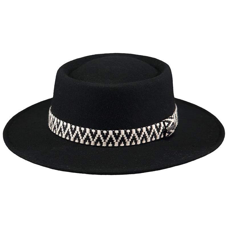 Barts Hats Fawne Wool Felt Boater Hat – Black 1-Size