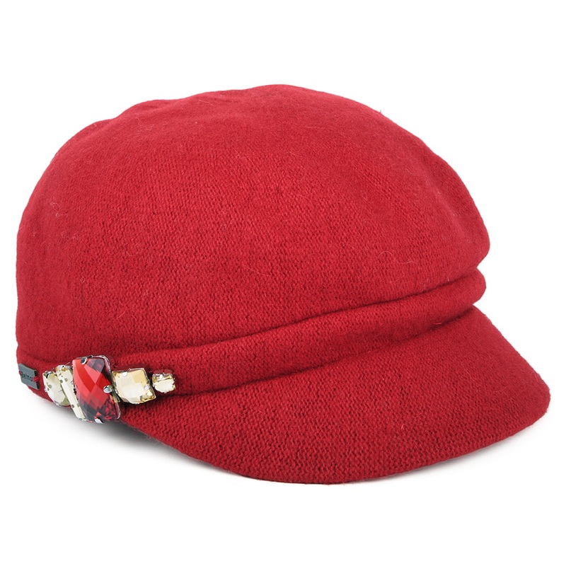Betmar Hats Rhinestone Baker Boy Cap – Red 1-Size