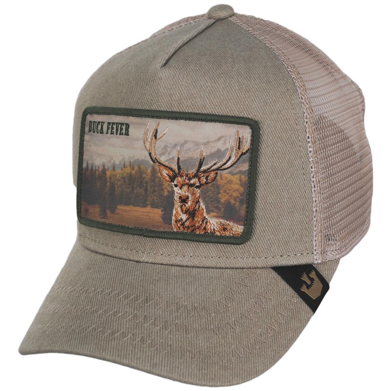 Buck Fever Mesh Trucker Snapback Baseball Cap TAN ADJUSTABLE
