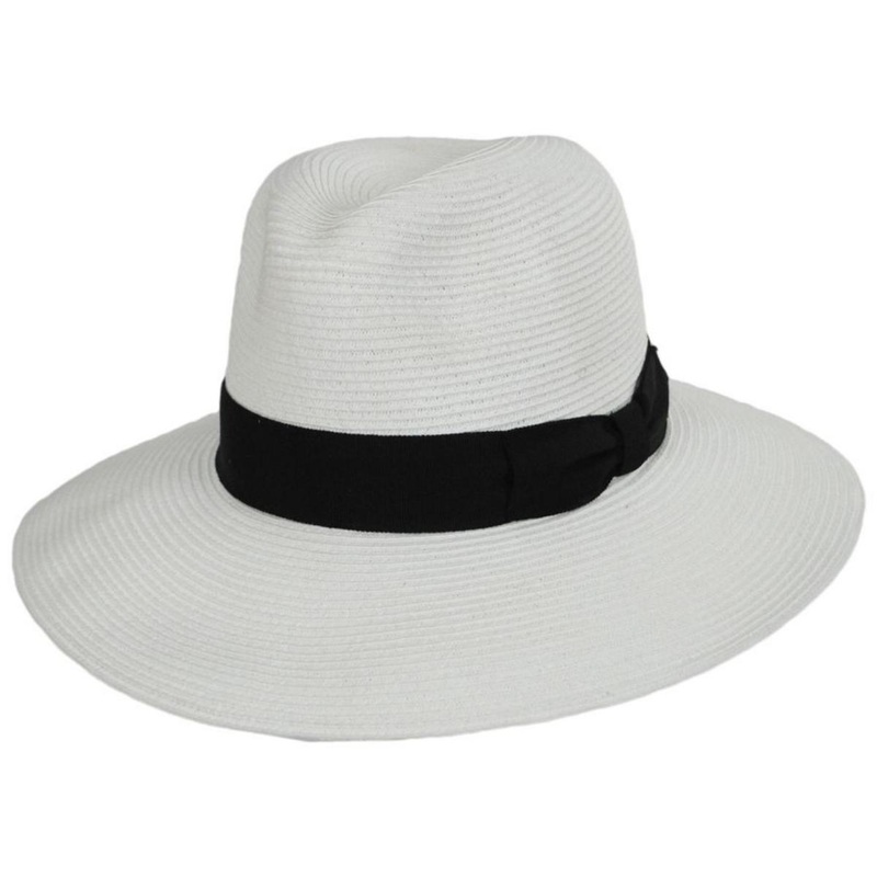 Cordoba Toyo Straw Fedora Hat WHITE/BLACK ONE SIZE FITS MOST