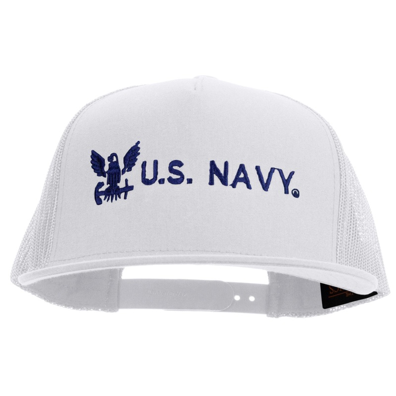 Eagle U.S. Navy Embroidered 5 Panel Mesh Trucker Snapback Cap White One Size